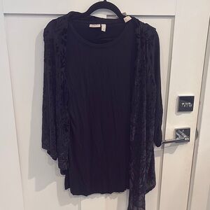 Lavish Black Kimono with Floral Accents